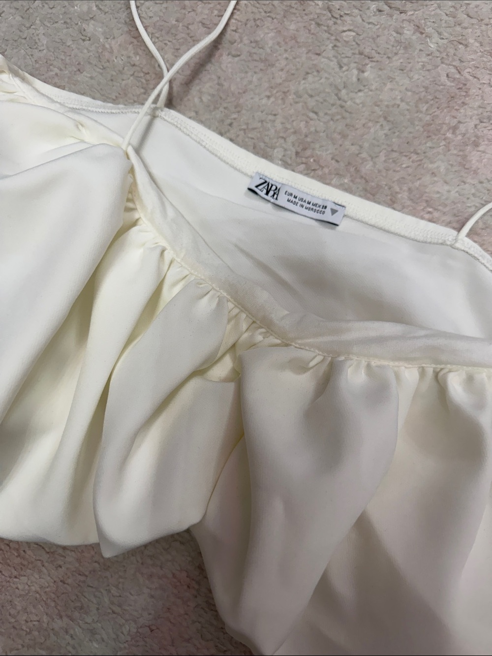 Zara Cream Off-Shoulder Ruffle Crop Top - Picture 2 of 5